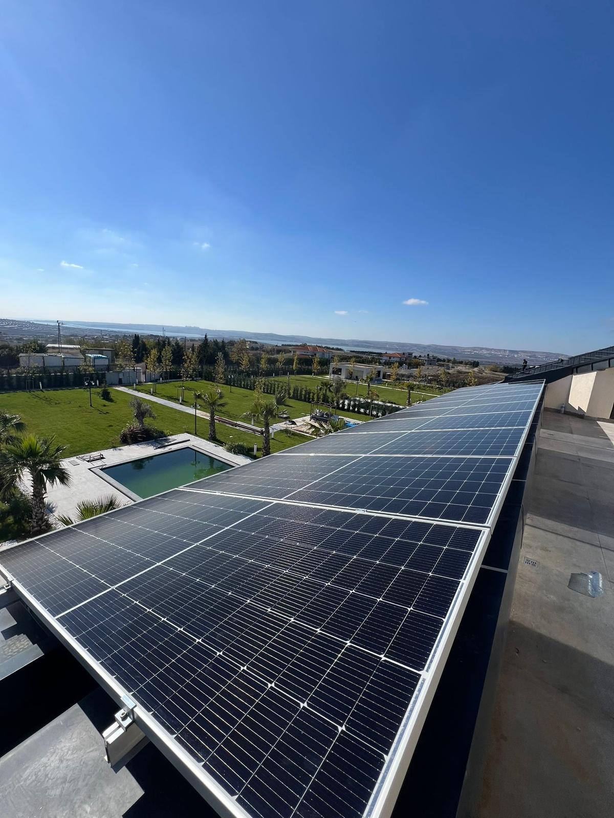 15 kWp solar panel system installed on the roof of Park Villa Homes.