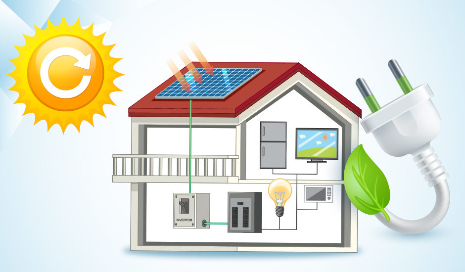 Rooftop solar system generating electricity from sunlight
