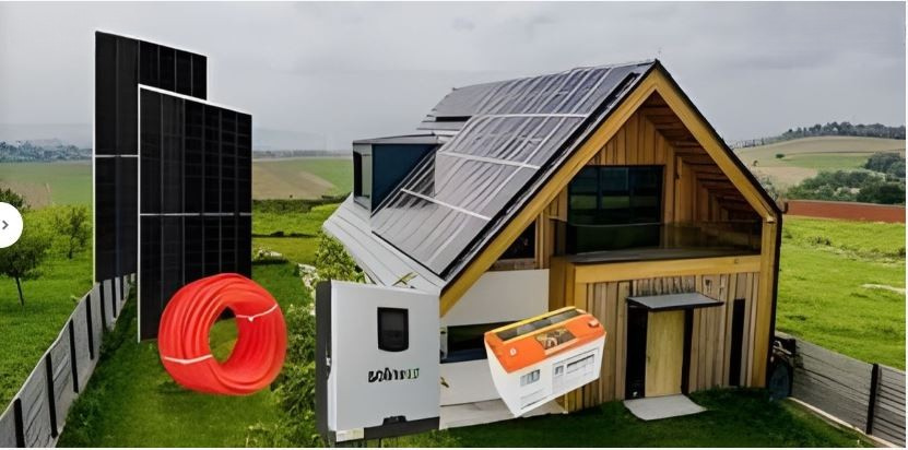 Off grid solar energy system with battery storage operating independently